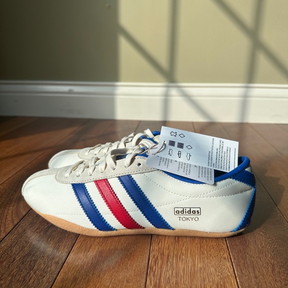 adidas Tokyo Women’s White Sneakers with Blue & Red Stripes main image 7